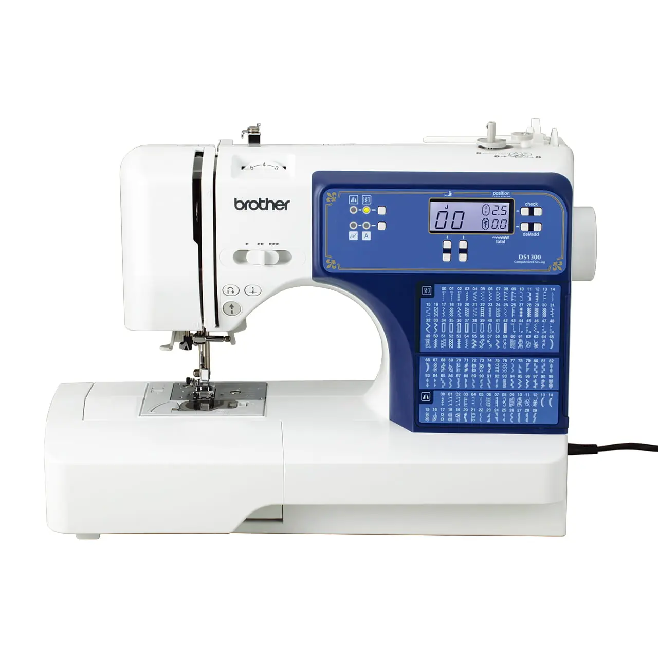 Brother DS1300 Computerised Sewing Machine | 130 Built-In Stitches | 8 One-Step Buttonholes | Wide Table & Hard Cover, view 3