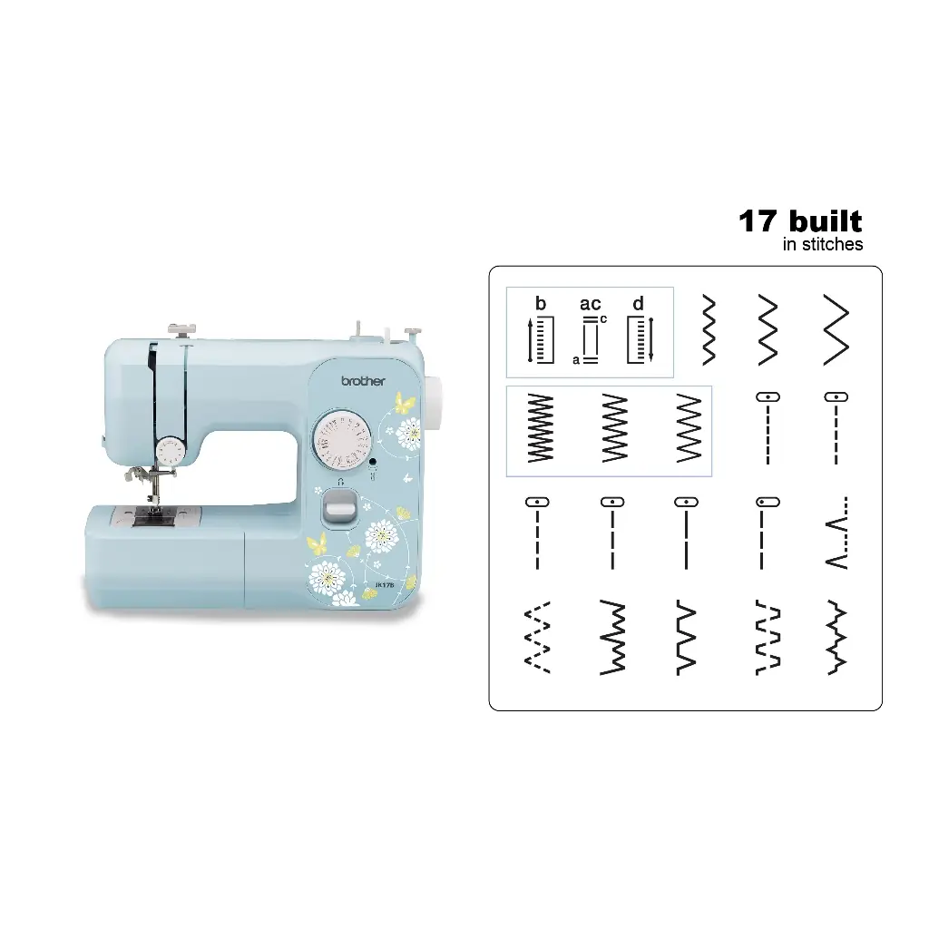 Brother JK17B | Mechanical Sewing Machine | 17 Built-In Stitches | Needle Threader & Quick-Set Bobbin, view 4