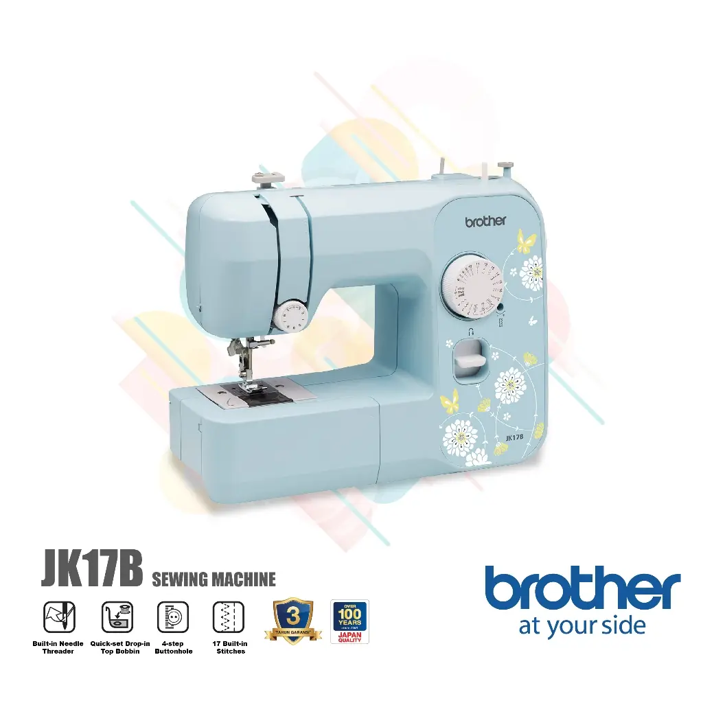 Brother JK17B | Mechanical Sewing Machine | 17 Built-In Stitches | Needle Threader & Quick-Set Bobbin, view 3