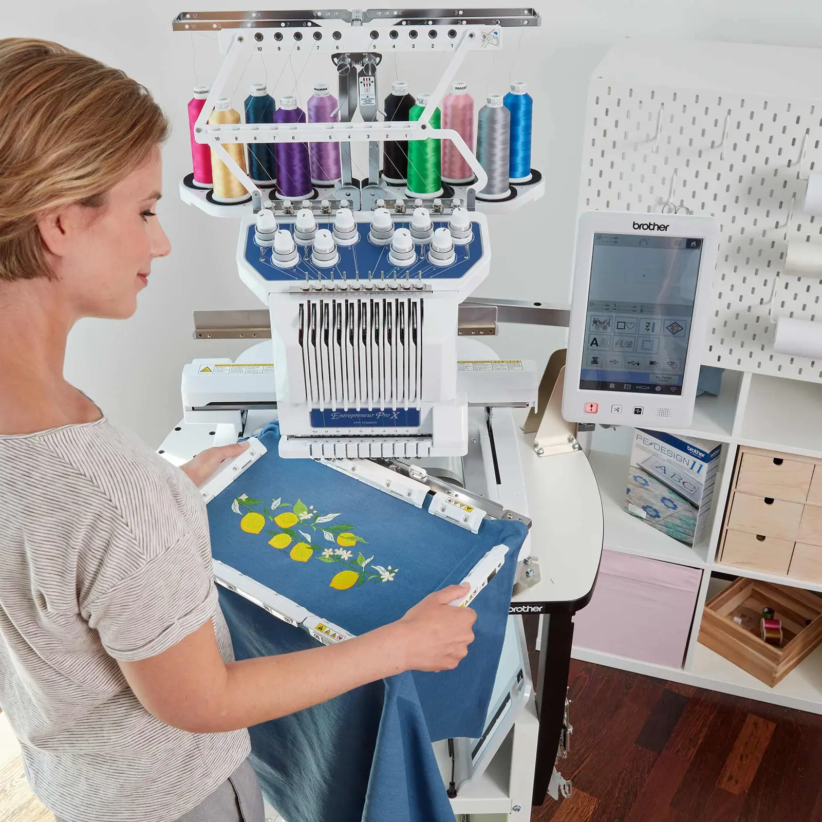 Brother PR1055X 10-Needle Embroidery Machine | 360 × 200 mm Area | Camera Positioning & 10.1-Inch Touchscreen, view 2