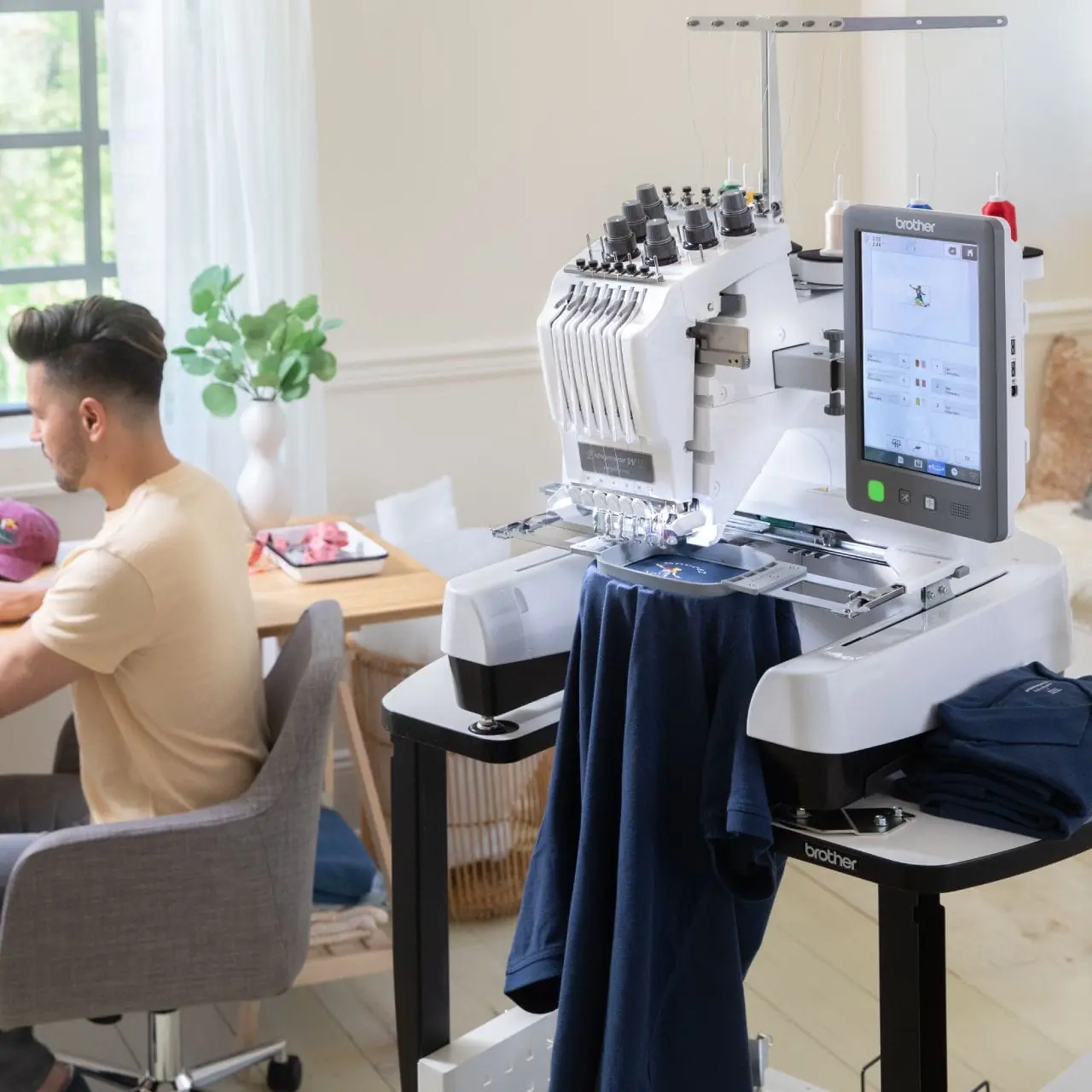Brother PR680W 6-Needle Embroidery Machine | 200 × 300 mm Area | Wi-Fi, 10.1-Inch Touchscreen & Crosshair Light, view 3