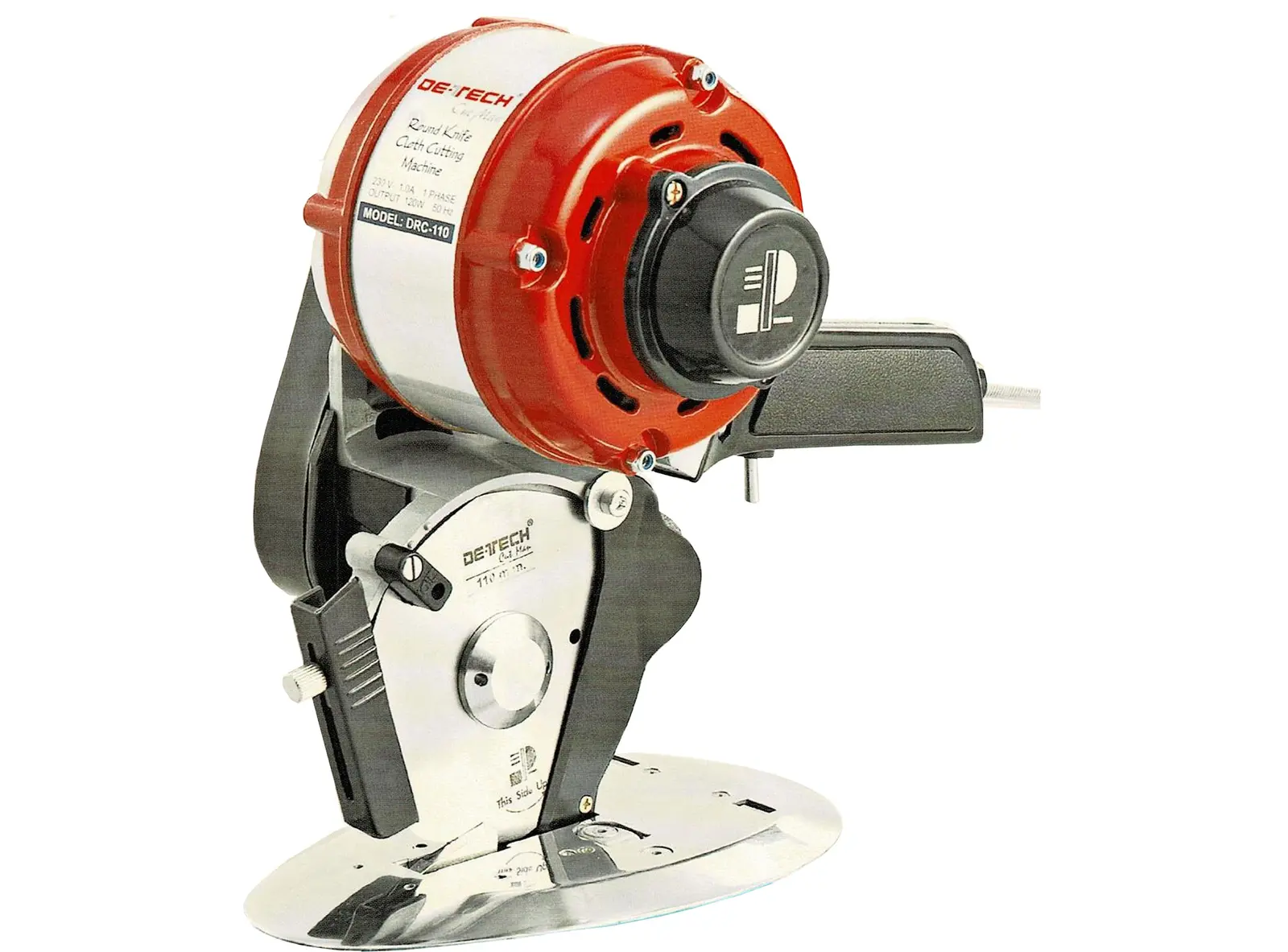 De-Tech Cut Man DRC-110 | 110 mm Round-Knife Cloth Cutting Machine | 30 mm Capacity | 120 W Motor