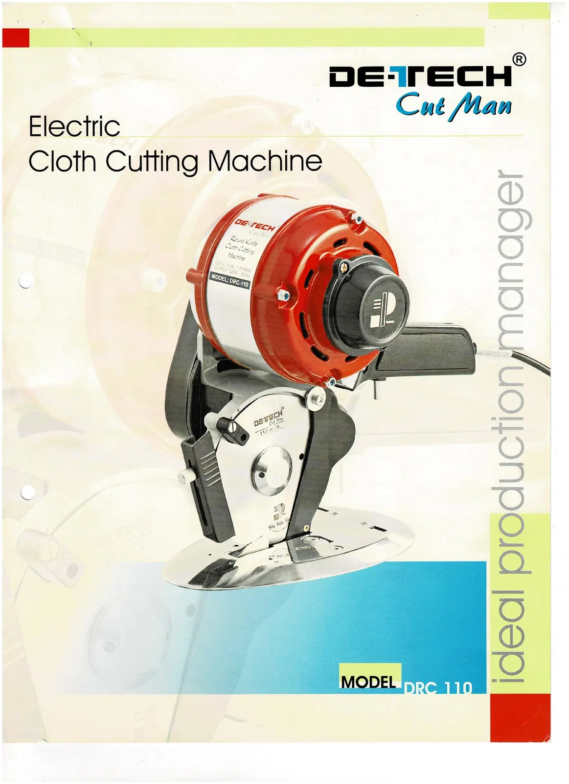 De-Tech Cut Man DRC-110 | 110 mm Round-Knife Cloth Cutting Machine | 30 mm Capacity | 120 W Motor, view 2