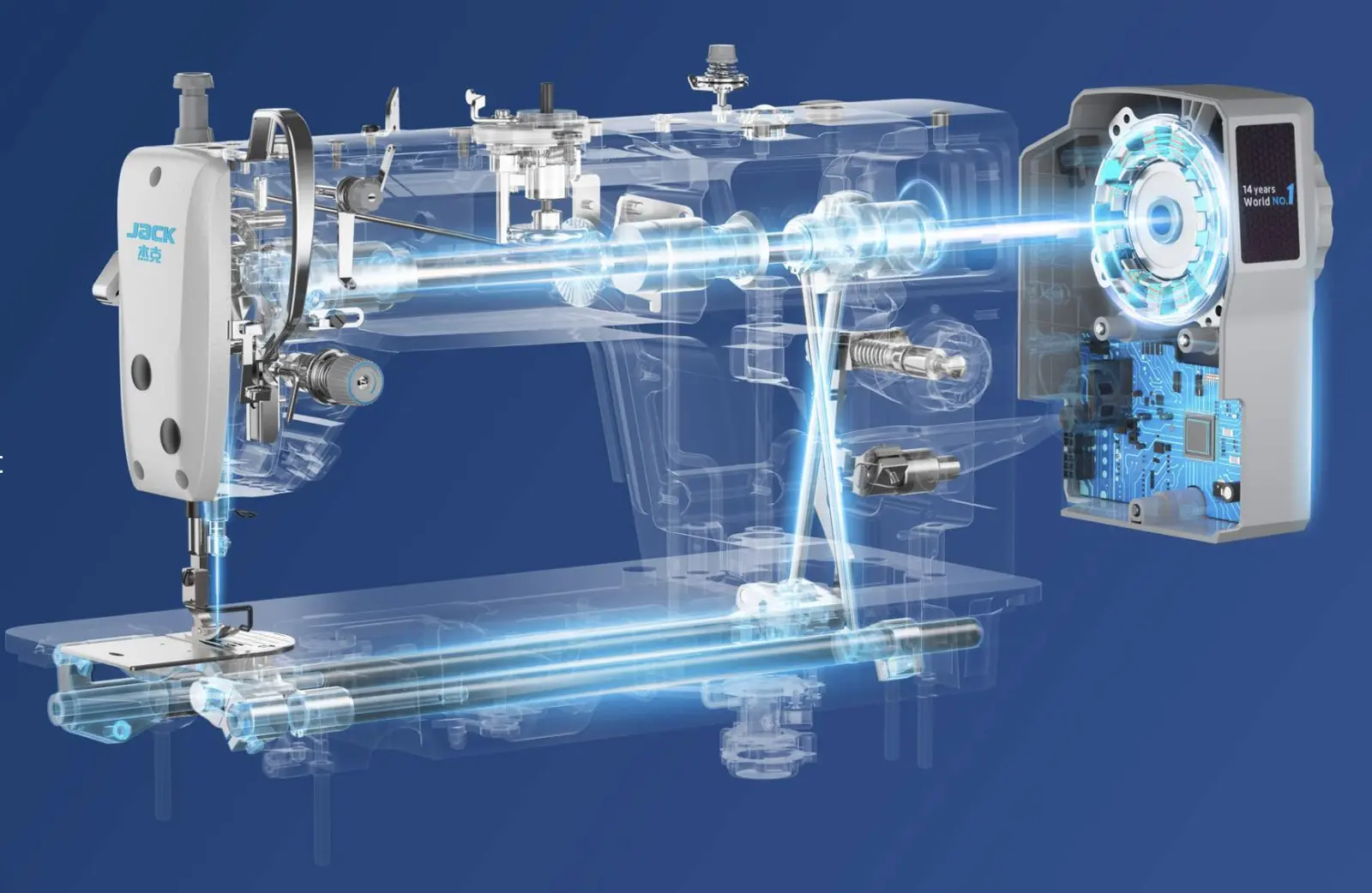 Jack A2C / A2B Industrial Lockstitch Sewing Machine | Automatic Thread Trimmer | Direct Drive | Stand & Table, view 2