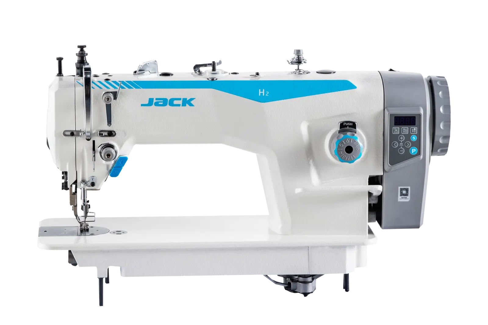 Jack H2-A-CZ-12 Heavy-Duty Walking-Foot Lockstitch Machine | Large Hook, 12 mm Stitch | Stand & Table