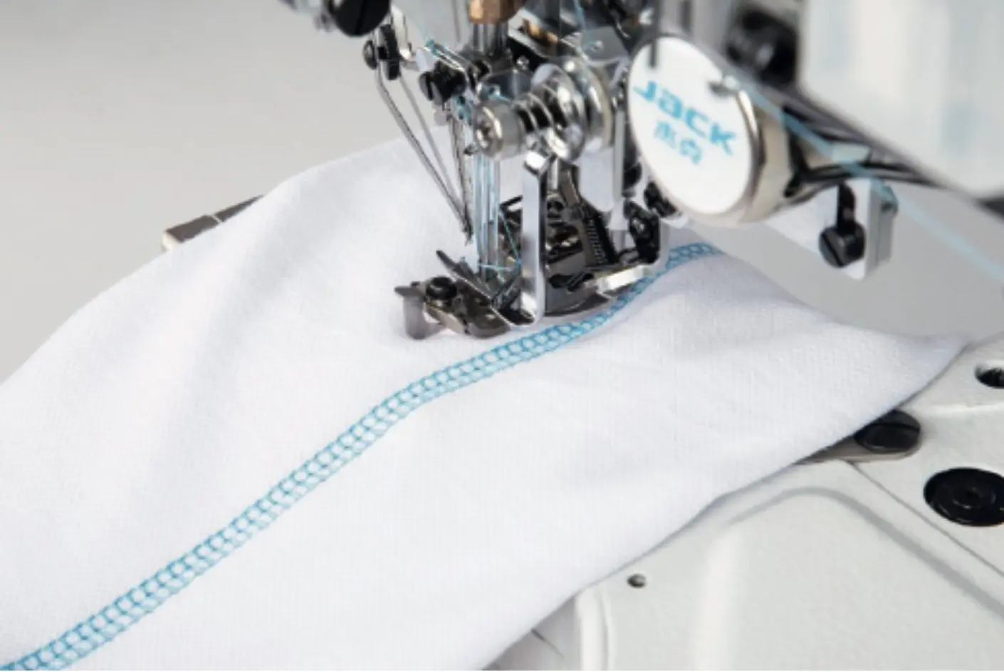 Jack W4-D 3-Needle, 5-Thread Flatbed Interlock / Coverstitch Machine | Direct Drive | Stand & Table, view 3