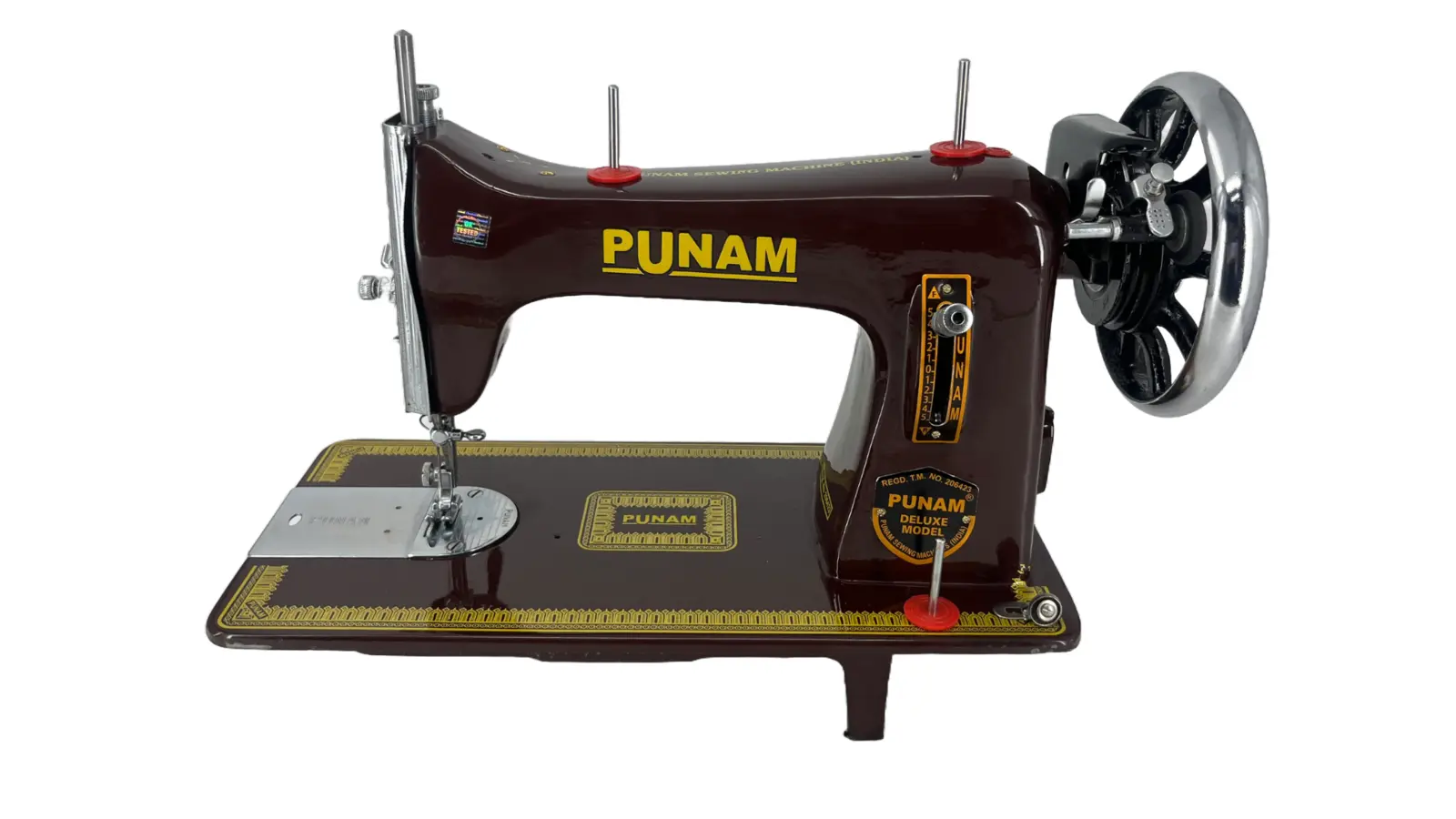 Punam Delux Model SV | Brown | Traditional Straight-Stitch Sewing Machine, view 4