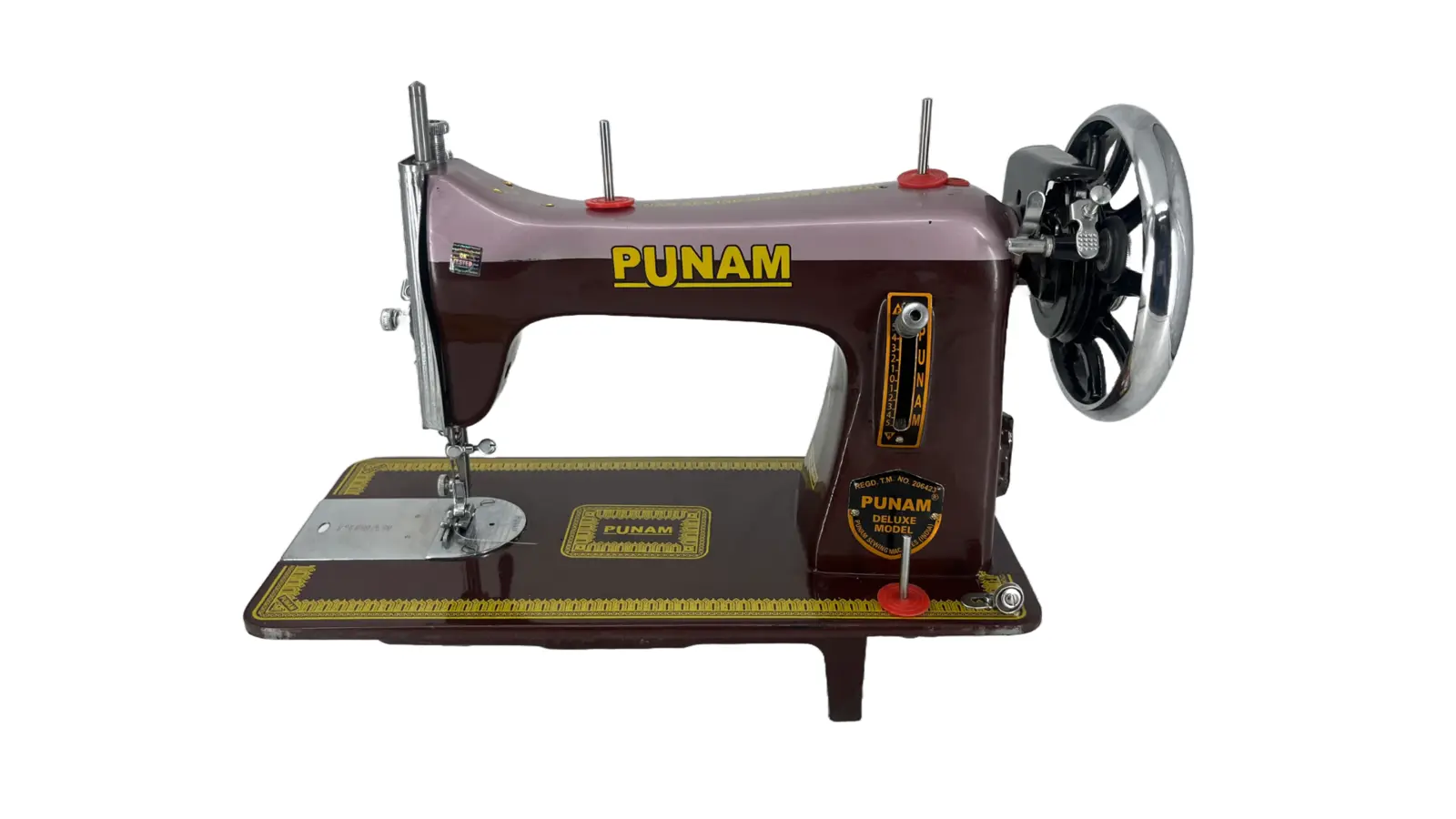 Punam Delux Model SV | Double Brown | Traditional Straight-Stitch Sewing Machine, view 4