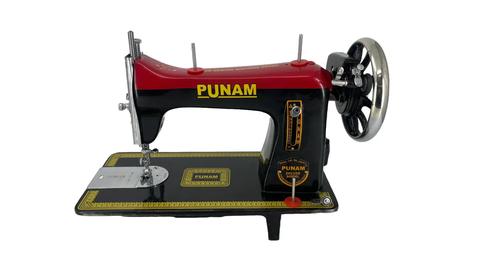Punam Delux Model SV | Red Black | Traditional Straight-Stitch Sewing Machine, view 2
