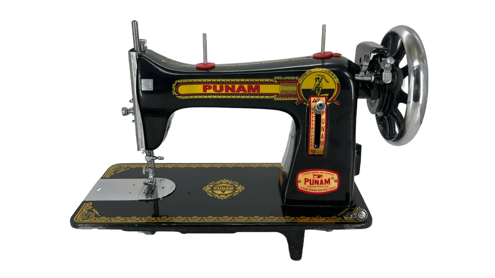 Punam Kissan Popular SV | Black | Traditional Straight-Stitch Sewing Machine