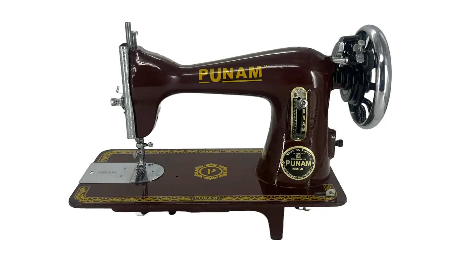 Punam Magic Round SV | Brown | Traditional Straight-Stitch Sewing Machine, view 1