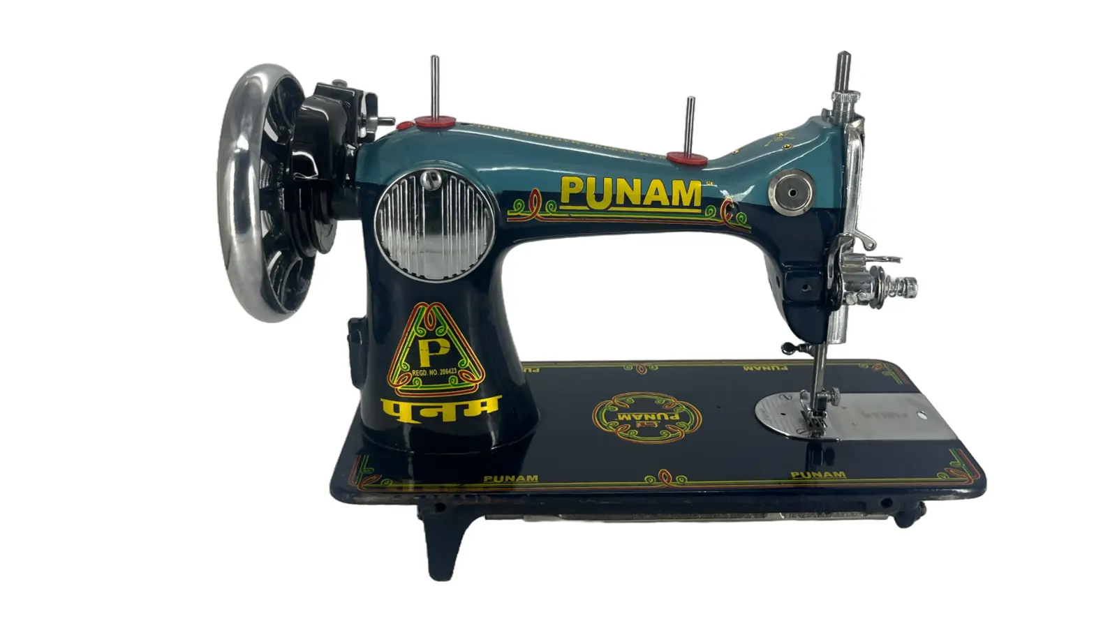 Punam Nutan SV | Double Blue | Traditional Straight-Stitch Sewing Machine, view 2