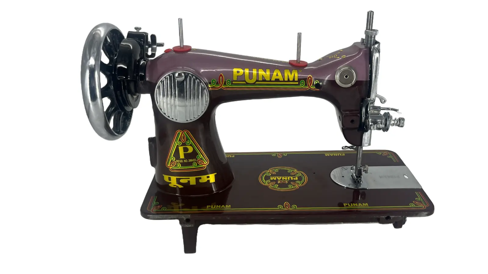 Punam Nutan SV | Double Brown | Traditional Straight-Stitch Sewing Machine, view 2