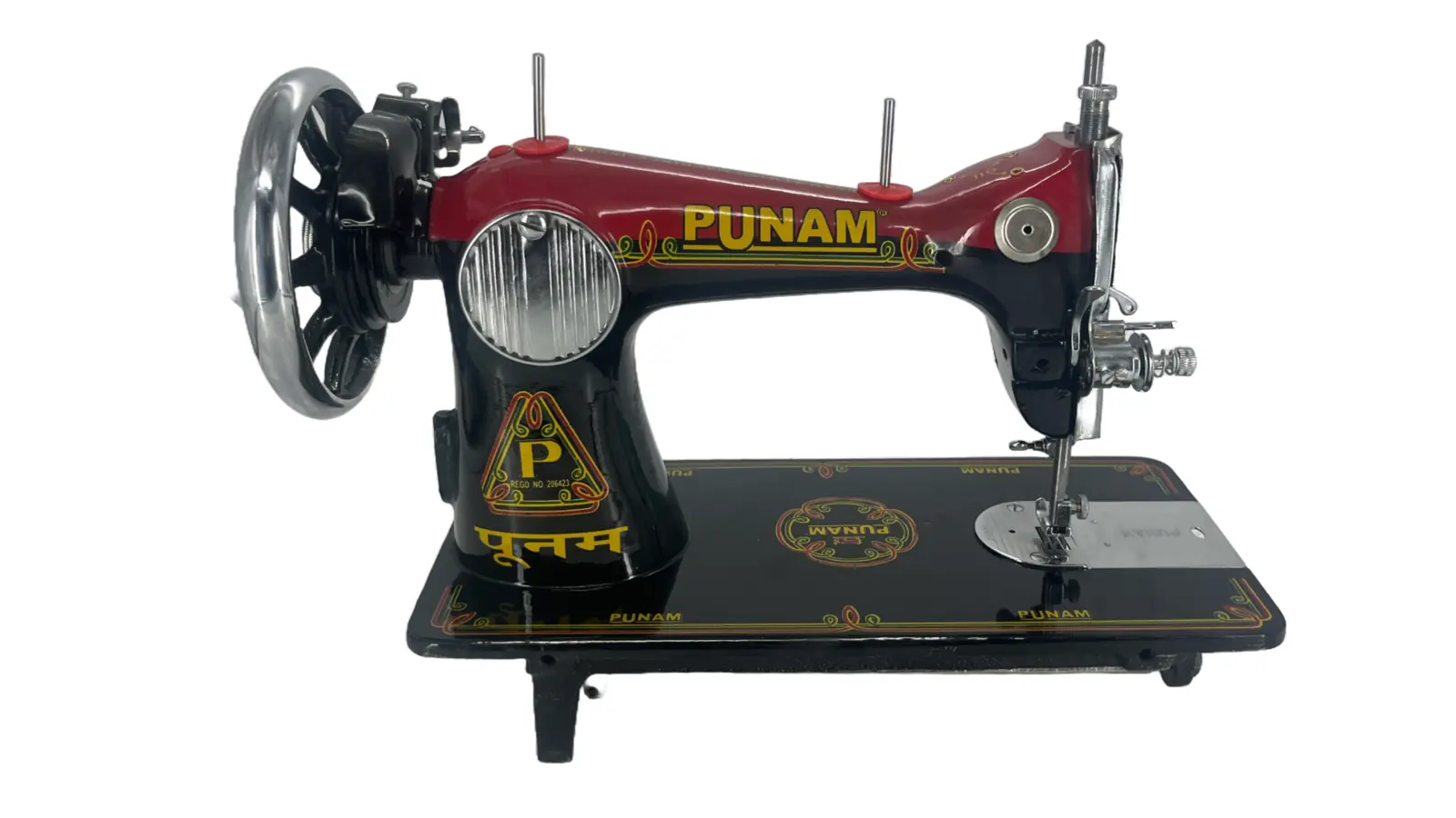 Punam Nutan SV | Red Black | Traditional Straight-Stitch Sewing Machine, view 1