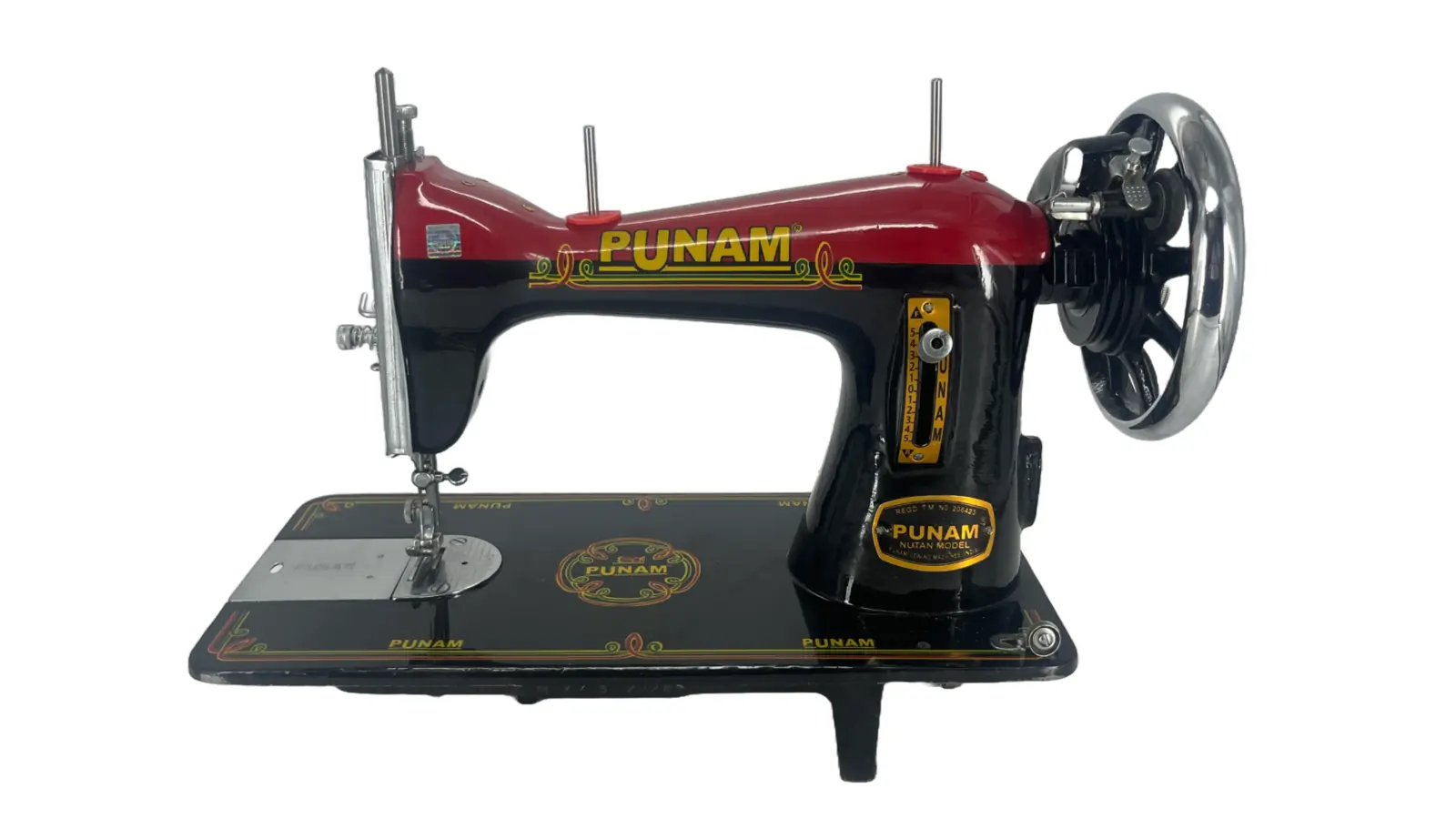 Punam Nutan SV | Red Black | Traditional Straight-Stitch Sewing Machine, view 2