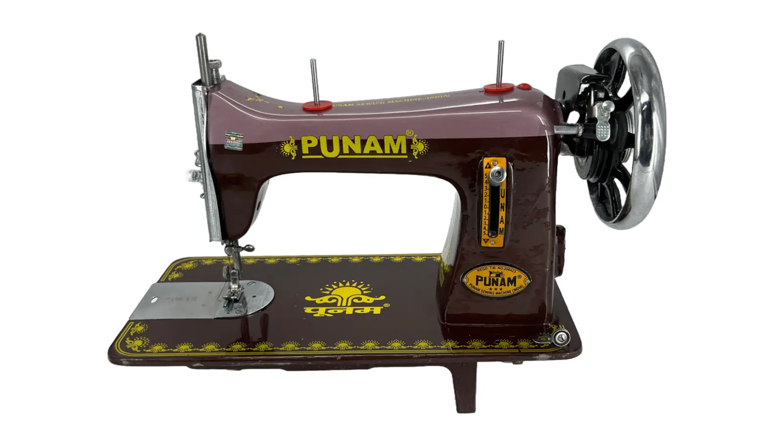 Punam Star Square SV | Double Brown | Traditional Straight-Stitch Sewing Machine, view 1