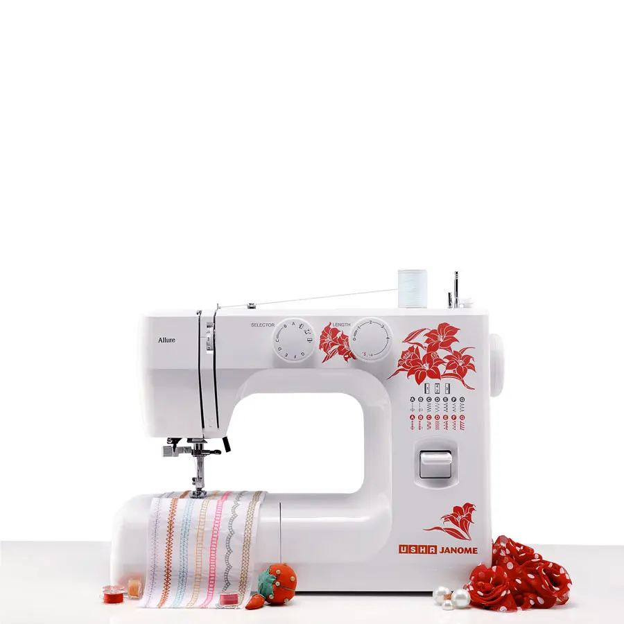Usha Janome Allure DLX | 13-Stitch Automatic Zigzag Sewing Machine | Needle Threader, LED & Drop Feed, view 2