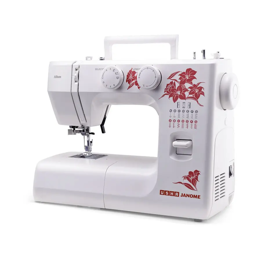 Usha Janome Allure DLX | 13-Stitch Automatic Zigzag Sewing Machine | Needle Threader, LED & Drop Feed, view 3