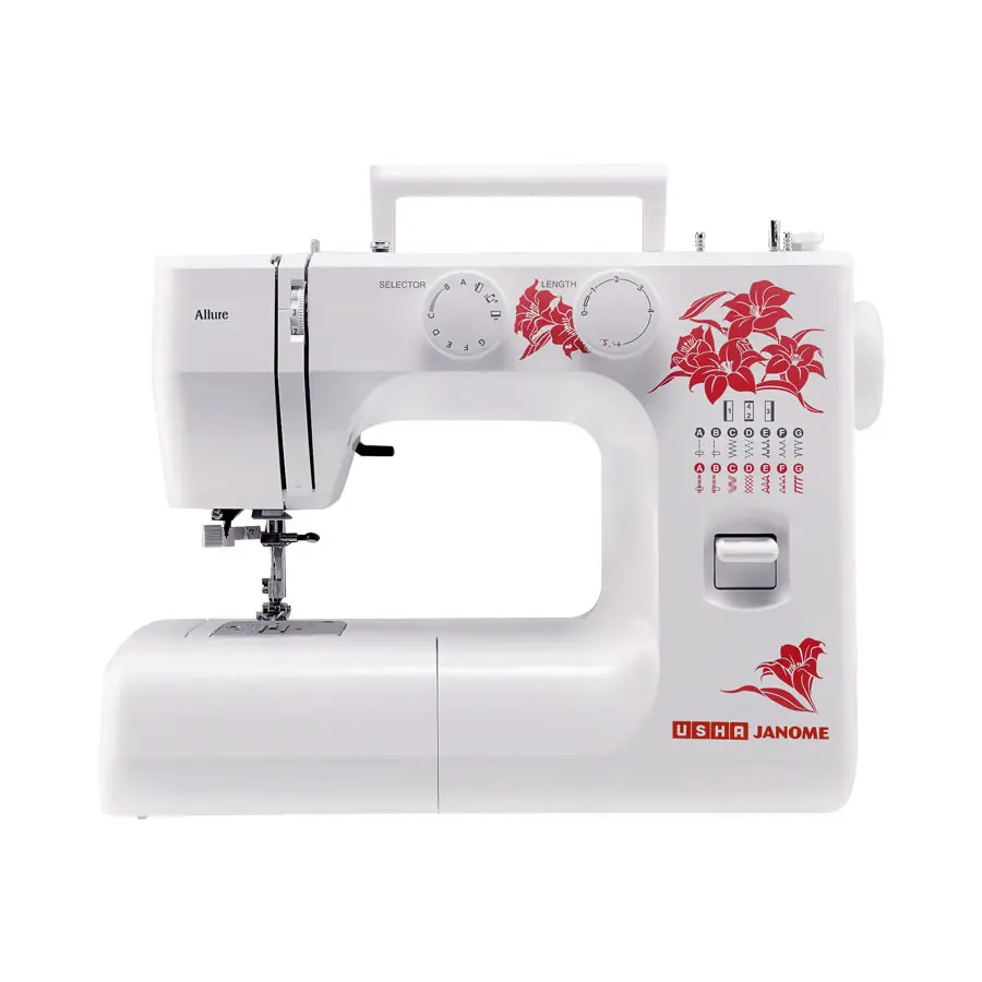 Usha Janome Allure DLX | 13-Stitch Automatic Zigzag Sewing Machine | Needle Threader, LED & Drop Feed