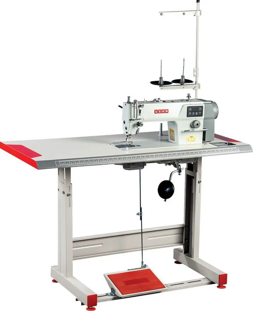 Usha S2 | Direct-Drive Single-Needle Lockstitch Machine Without Trimmer | 5,000 SPM | With Stand & Table