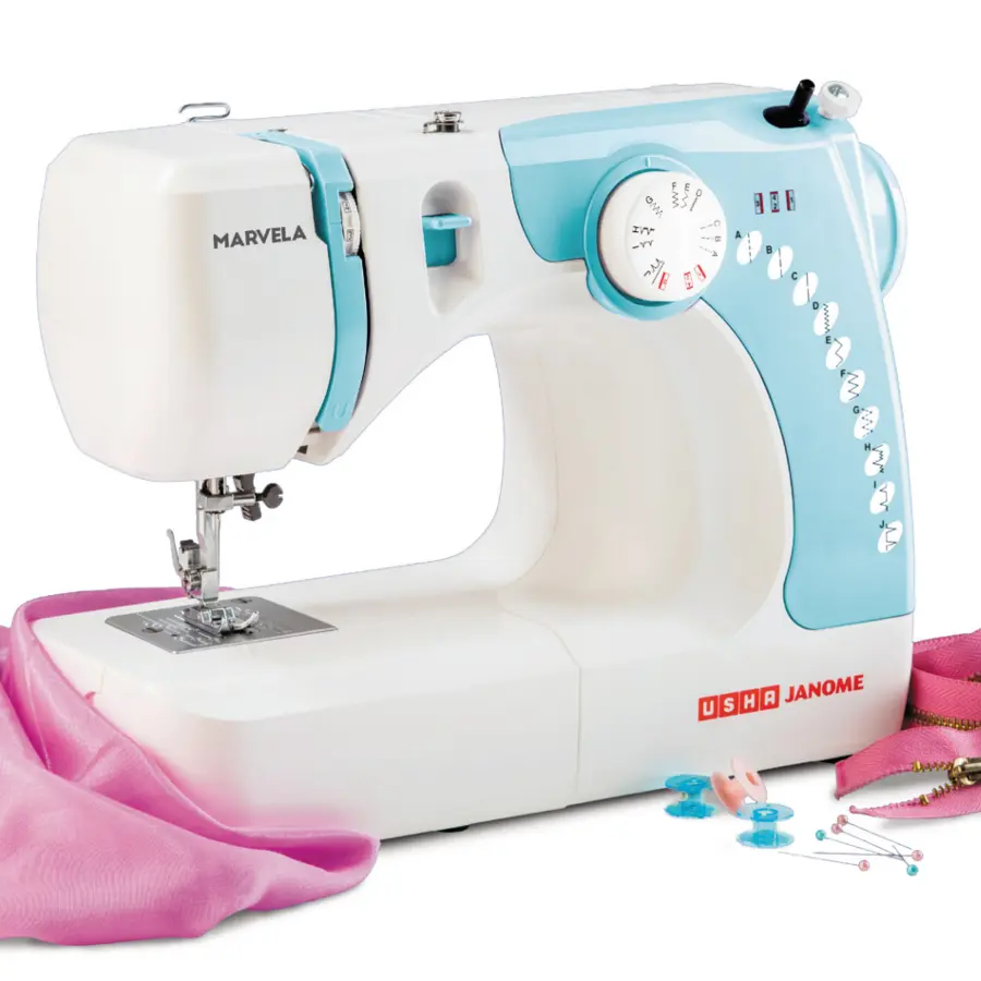 Usha Janome Marvela | 7-Stitch Automatic Zigzag Sewing Machine | 14 Stitch Functions | Free Arm & 4-Step Buttonhole, view 4