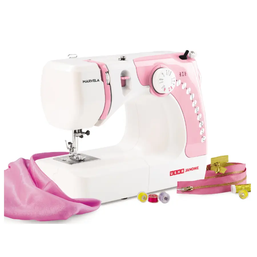 Usha Janome Marvela | 7-Stitch Automatic Zigzag Sewing Machine | 14 Stitch Functions | Free Arm & 4-Step Buttonhole