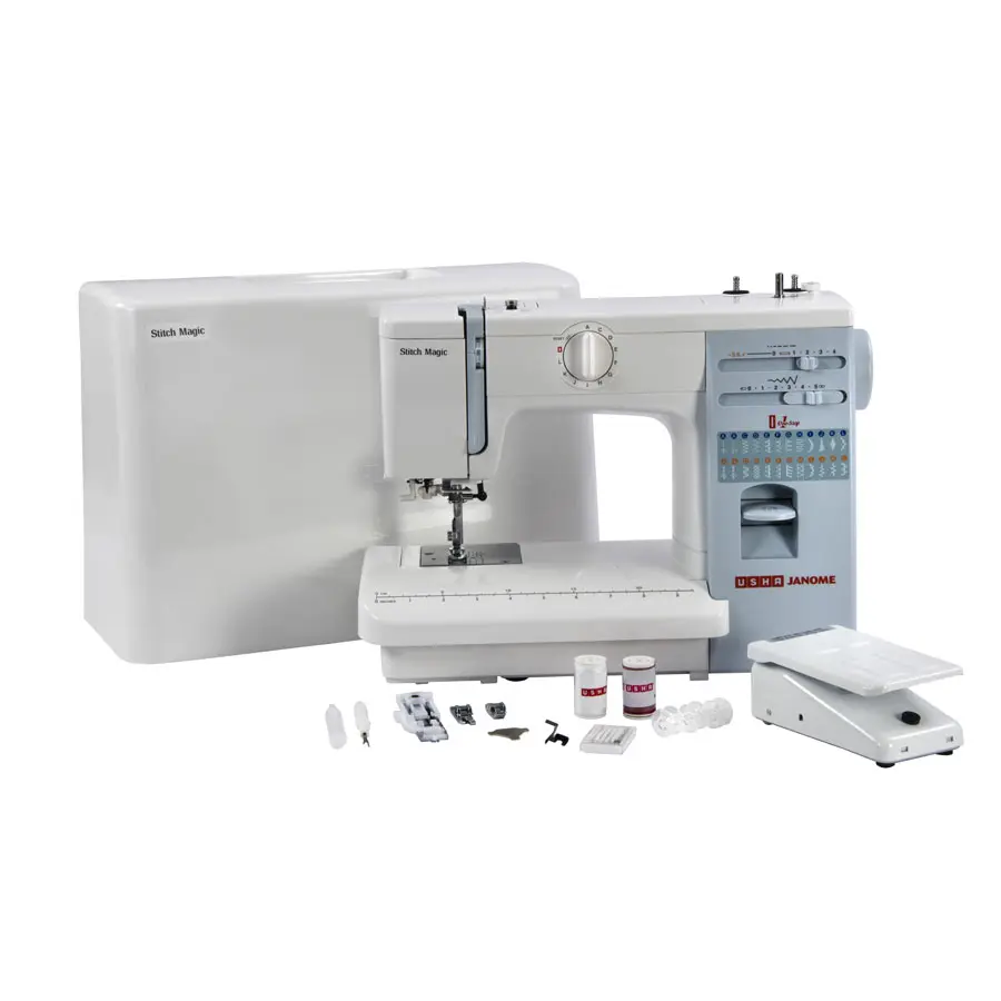 Usha Janome Stitch Magic | 23-Stitch Automatic Zigzag Sewing Machine | 57 Stitch Functions | One-Step Buttonhole, view 4