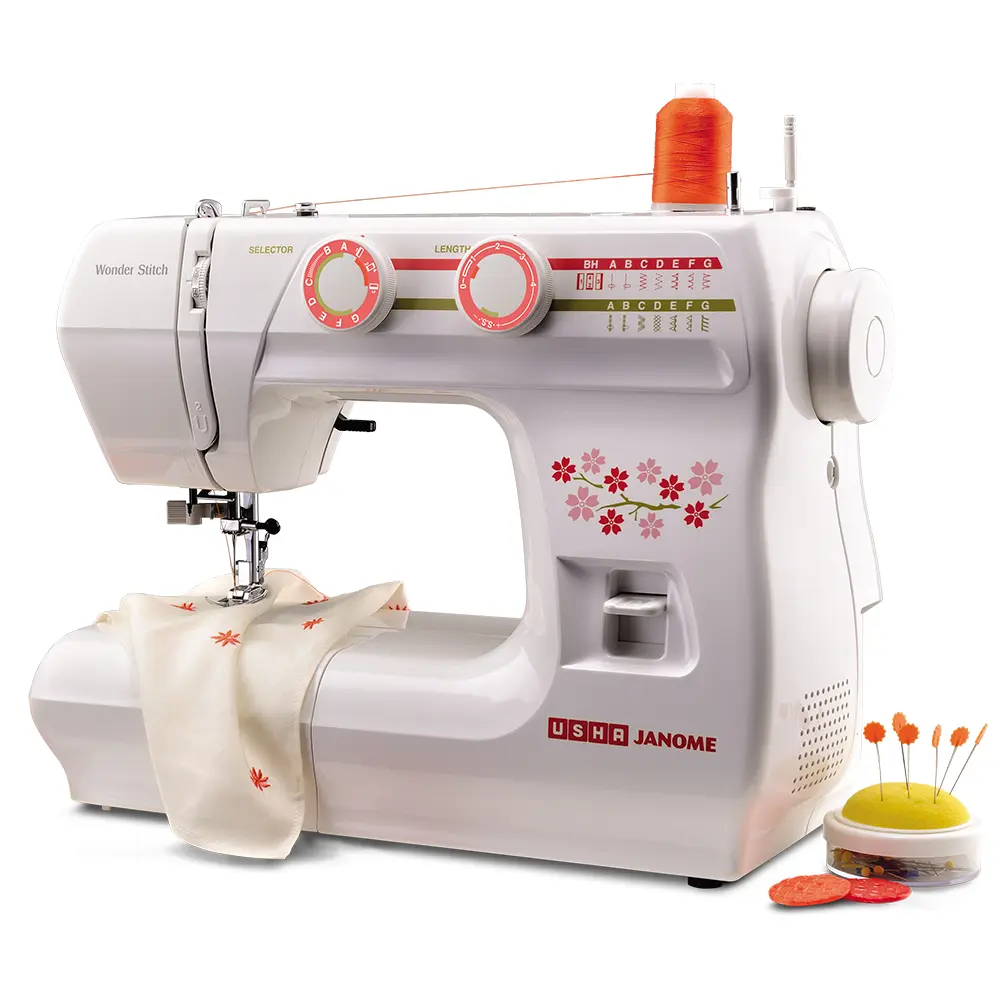 Usha Janome Wonder Stitch | 13-Stitch Automatic Zigzag Sewing Machine | 21 Stitch Functions | 860 SPM & Drop Feed